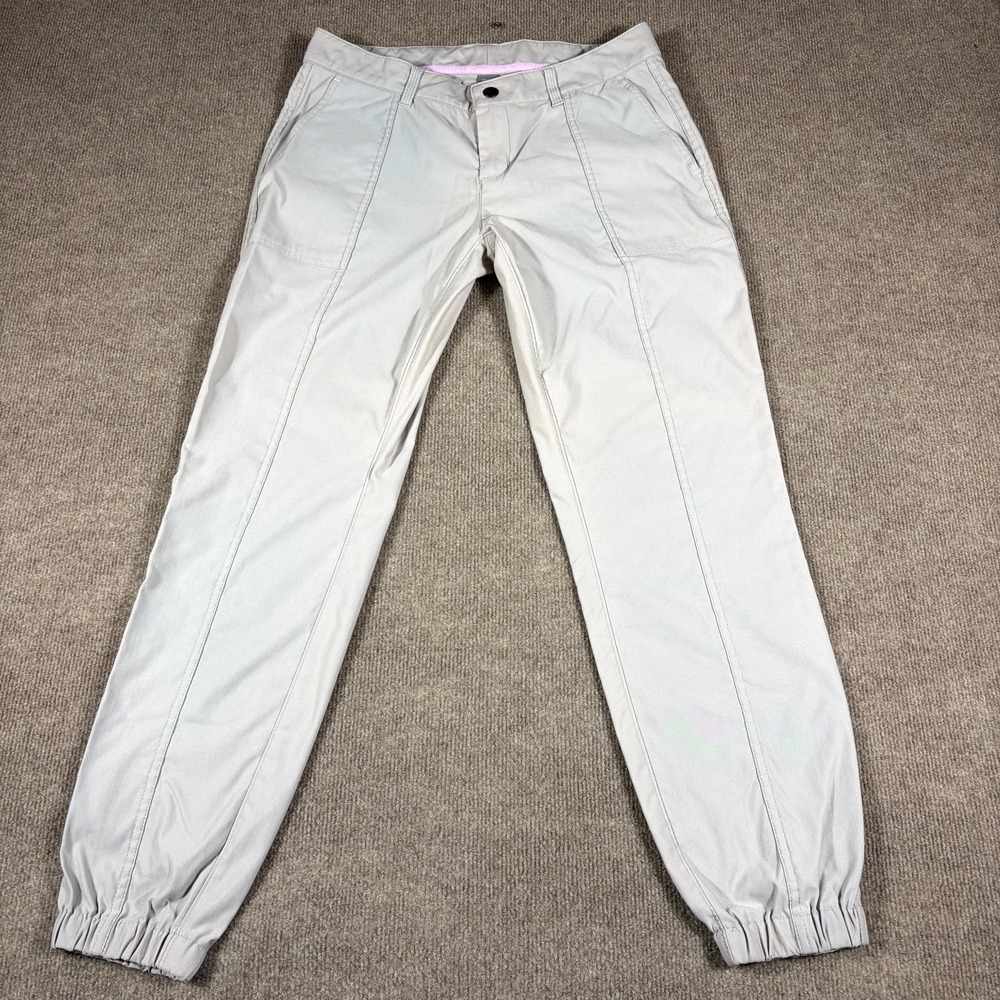 Stio Jogger Pants Womens 10 Beige Nylon Stretch Tapered Minimalist Casual Travel